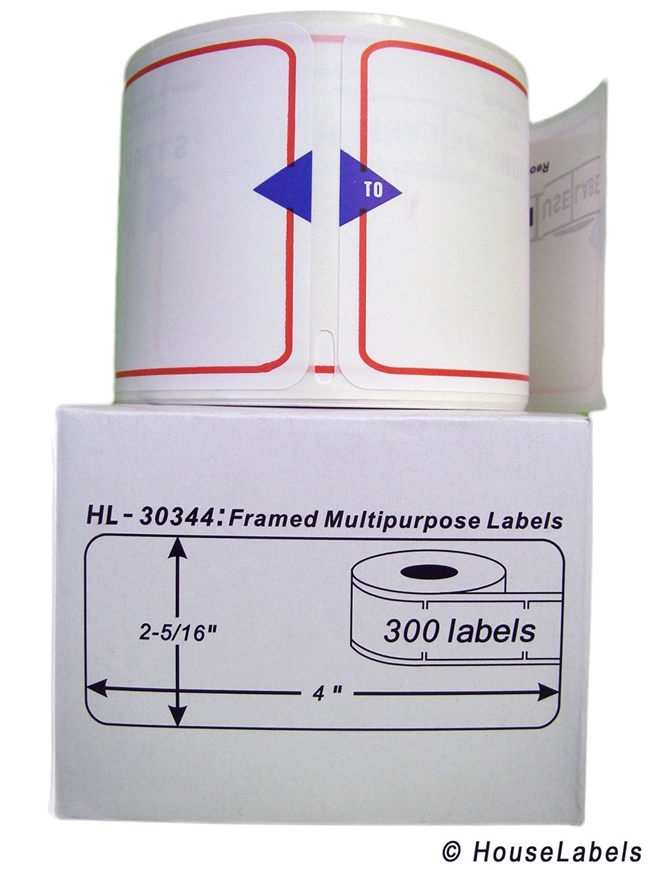 Dymo 30344 Red Border Shipping Labels, White