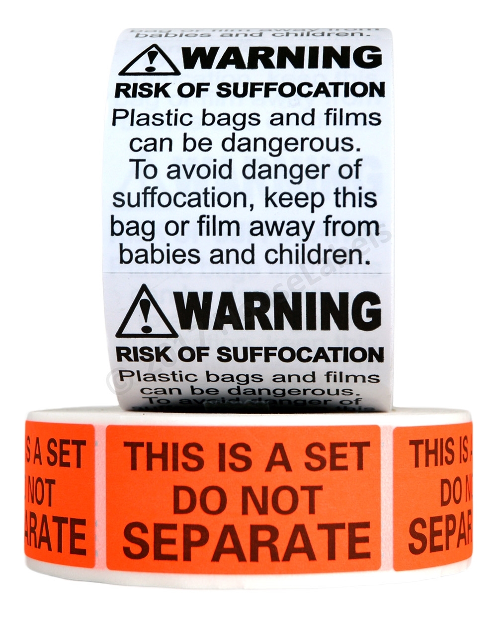 FBA Combo Pack Of 1 Roll Suffocation Warning Stickers And 1 Roll This 