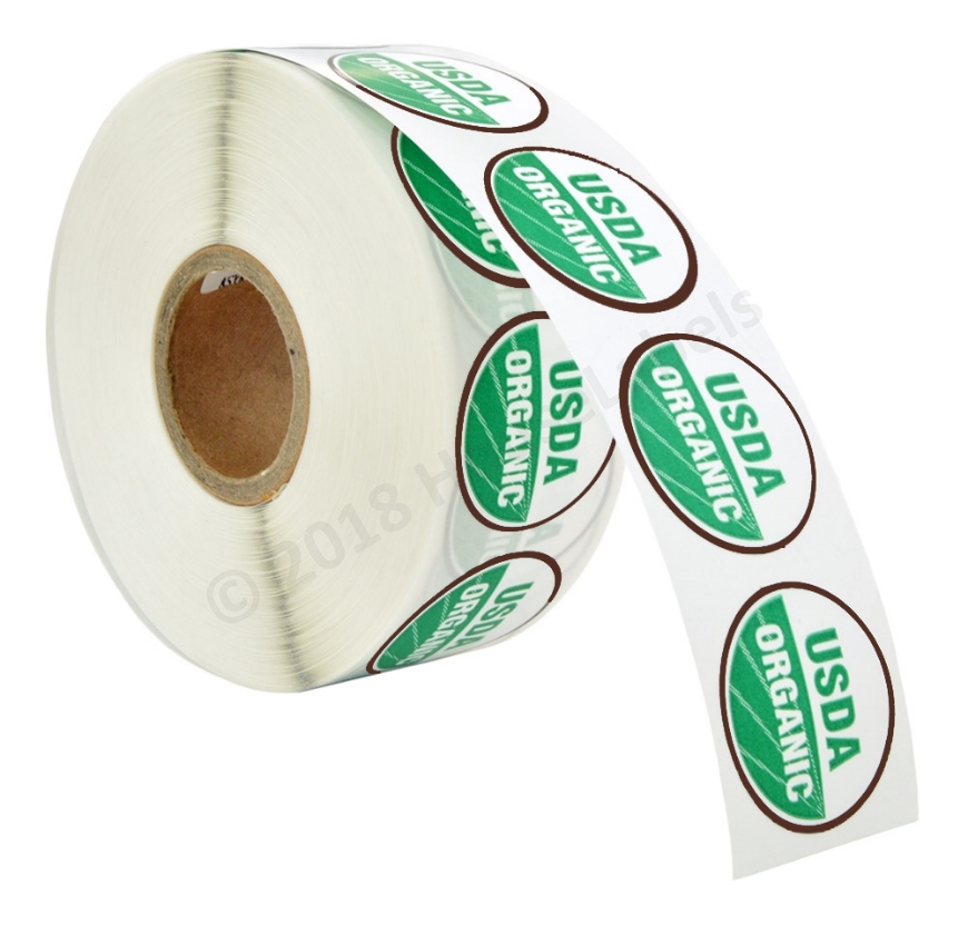 Picture of 60 Rolls (60000 labels) USDA Organic Labels 1 Inch Round Circle Adhesive Stickers